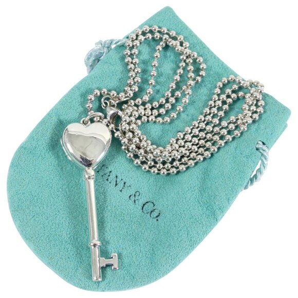 Tiffany & Co. Jewelry - Tiffany & Co. Silver Heart Key Necklace-Vintage